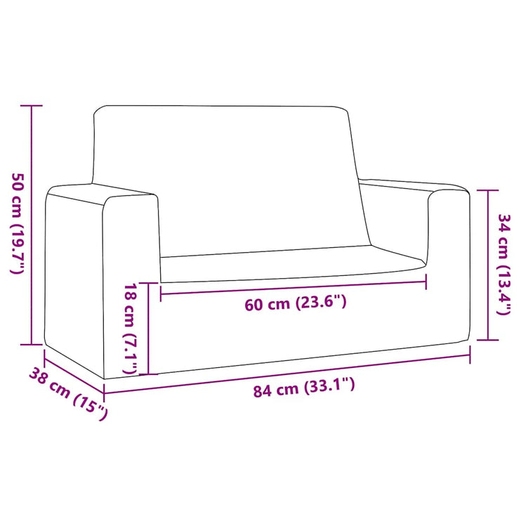 Barnsoffa 2-sits antracit mjuk plysch