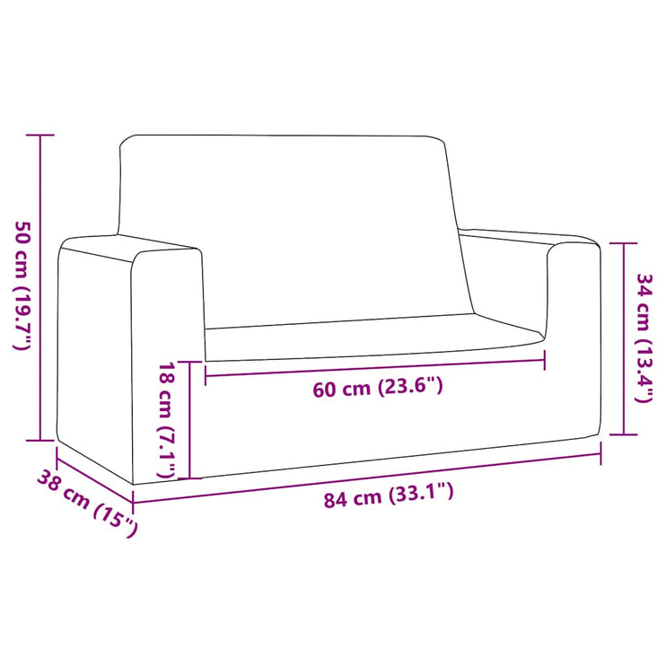 Barnsoffa 2-sits gräddvit mjuk plysch