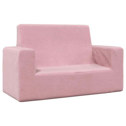 Barnsoffa 2-sits rosa mjuk plysch