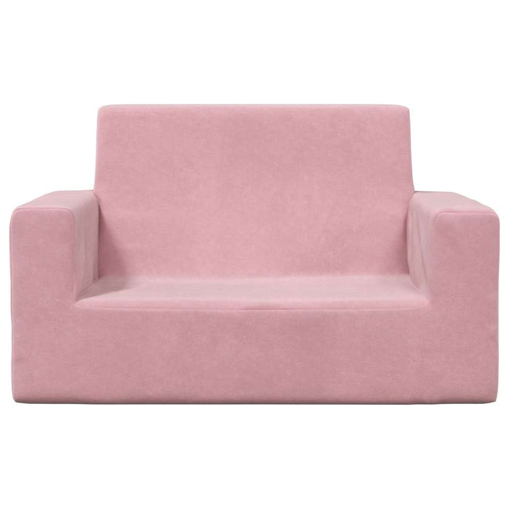 Barnsoffa 2-sits rosa mjuk plysch