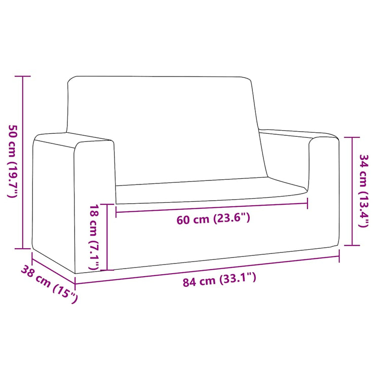 Barnsoffa 2-sits rosa mjuk plysch