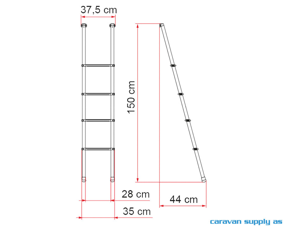 Fiamma Ladder invändig 4-stegs Deluxe 4B H: 150cm