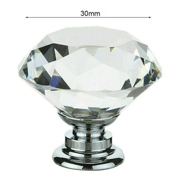 TopDesign Kristallknopp för låda och skåp silver 40 mm